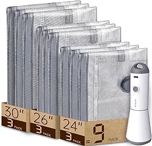 9 Packs Rechargeable Pump Vacuum Bags for Travel Packing